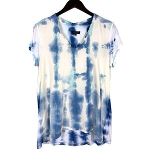 rag & bone White and Blue Tie-Dye Short Sleeve Tee